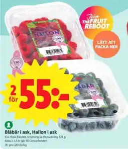 ICA Nära Ica blåbär i ask hallon i ask erbjuda