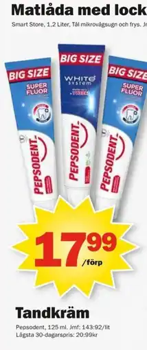 Pekås Pepsodent tandkräm erbjuda