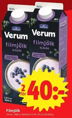 ICA Nära Verum filmjölk blåbär erbjuda
