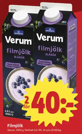Verum filmjölk blåbär