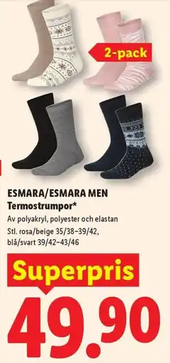 Lidl Esmara/esmara men termostrumpor erbjuda