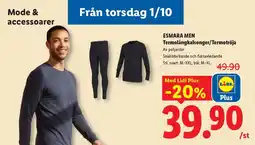 Lidl Esmara men termolångkalsonger/termotröja erbjuda