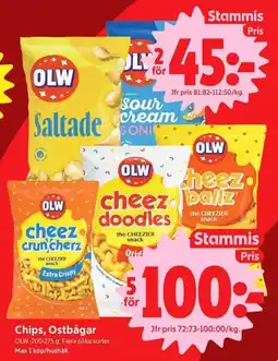 ICA Nära Olw chips, ostbågar erbjuda
