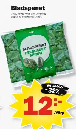 Pekås Coop bladspenat erbjuda