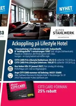 Citti Ackoppling på Lifestyle Hotel erbjuda