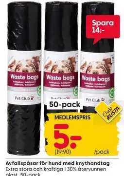 Rusta Avfallspåsar för hund med knythandtag, Medlemspris erbjuda