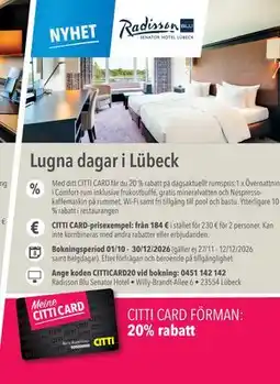 Citti Lugna dagar i Lübeck erbjuda