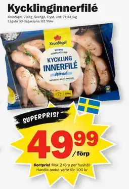Pekås Kycklinginnerfilé, Medlemspris erbjuda