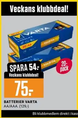 ÖoB BATTERIER VARTA, Medlemspris erbjuda