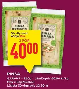 Willys PINSA, Medlemspris erbjuda