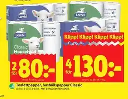 ICA Kvantum Toalettpapper, hushållspapper Classic erbjuda