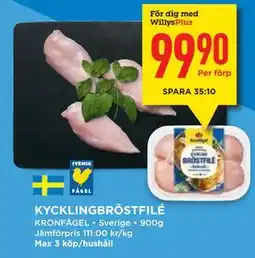 Willys KYCKLINGBRÖSTFILÉ, Medlemspris erbjuda