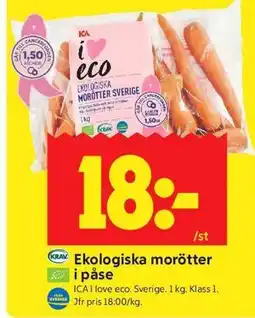 ICA Kvantum Ekologiska morötter i påse erbjuda