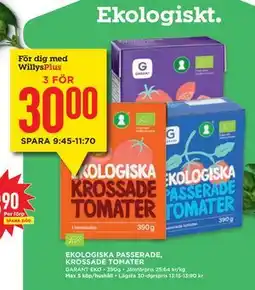 Willys EKOLOGISKA PASSERADE, KROSSADE TOMATER, Medlemspris erbjuda