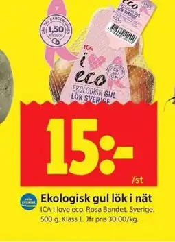 ICA Kvantum Ekologisk gul lök i nät erbjuda