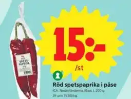 ICA Nära Röd spetspaprika i påse erbjuda