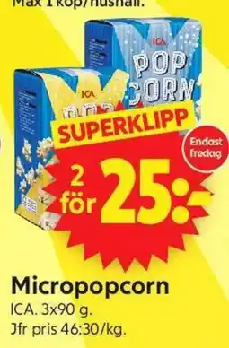 ICA Supermarket Micropopcorn erbjuda