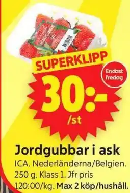 ICA Supermarket Jordgubbar i ask erbjuda