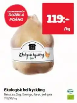 Hemköp Ekologisk hel kyckling erbjuda