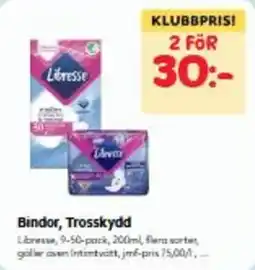 Hemköp Libresse bindor, trosskydd erbjuda