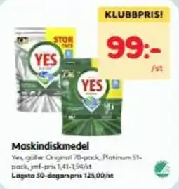 Hemköp Yes maskindiskmedel erbjuda
