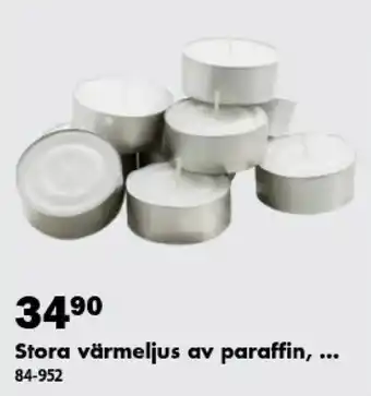 Stora värmeljus av paraffin