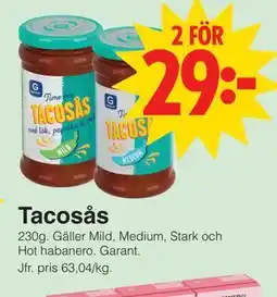 Matöppet Tacosås erbjuda