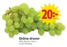 Matöppet Gröna druvor erbjuda