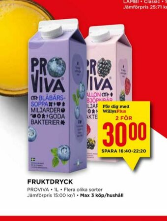 Willys ProViva Fruktdryck erbjuda