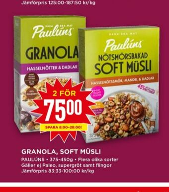 Willys Paulùns Granola erbjuda