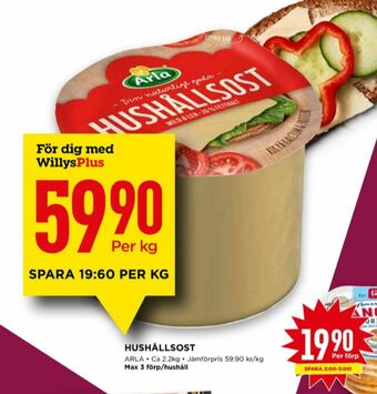 Willys Arla Hushållsost erbjuda