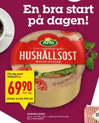Willys Hemma Arla Hushållsost erbjuda