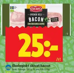 ICA Supermarket Ekologiskt skivat bacon erbjuda