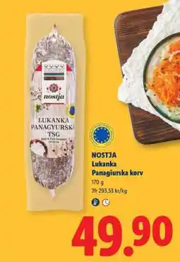 Lidl NOSTJA Lukanka Panagiurska korv erbjuda