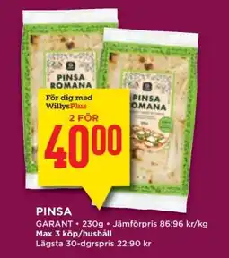 Willys Pinsa Romana erbjuda