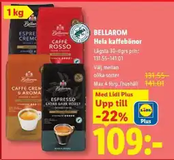 Lidl BELLAROM Hela kaffebönor erbjuda