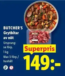 Lidl BUTCHER’S Grytbitar av nöt erbjuda