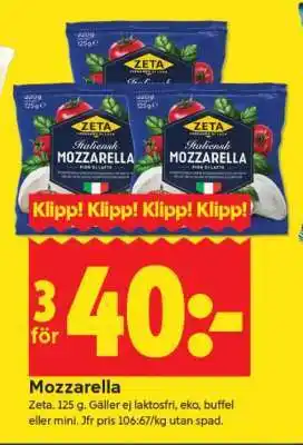 ICA Supermarket MOZZARELLA erbjuda
