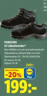 Lidl PARKSIDE S3-säkerhetsskor erbjuda