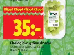 ICA Supermarket Ekologiska Gröna Druvor erbjuda