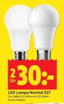 ICA Supermarket LED Lampa Normal E27 erbjuda