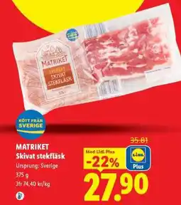 Lidl MATRIKET Skivat stekfläsk erbjuda