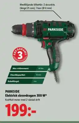 Lidl PARKSIDE Elektrisk skruvdragare 300 W erbjuda