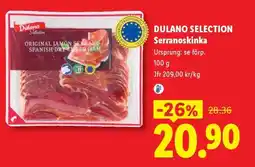 Lidl Dulano Selection Serranoskinka erbjuda