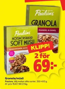 Stora Coop Granola, Müsli erbjuda