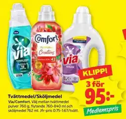 Stora Coop Tvättmedel/Sköljmedel Via/Comfort erbjuda