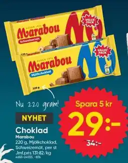 DollarStore Choklad Marabou erbjuda
