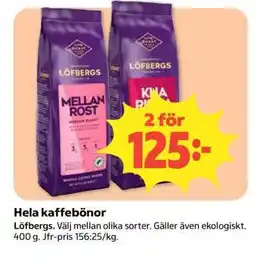 Coop Hela kaffebönor erbjuda