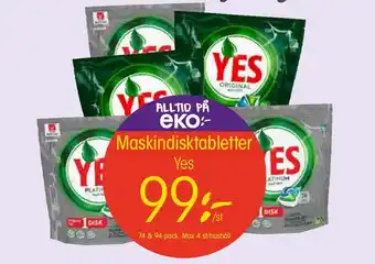 Yes Maskindisktabletter 74 & 94-pack