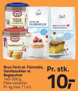 Fleggaard Dr Oetker brun farin el. flormelis, vaniljesukker el. bagepulver erbjuda